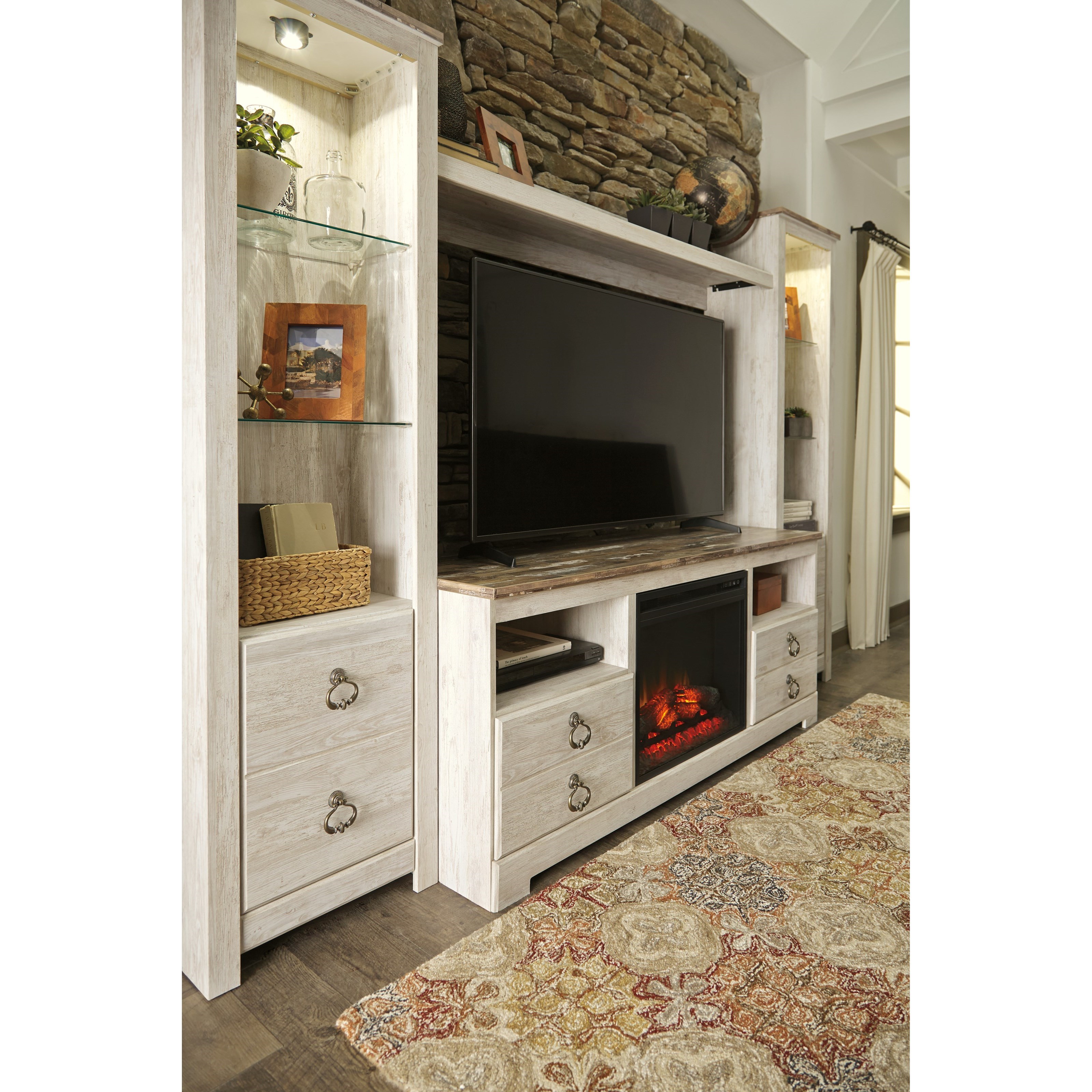 Ashley Signature Design Willowton Entertainment Center with Fireplace